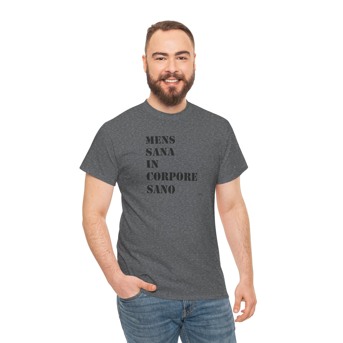 Mens Sana in Corpore Sano - Unisex Heavy Cotton Tee - Motivational Fitness Shirt - Latin Quote